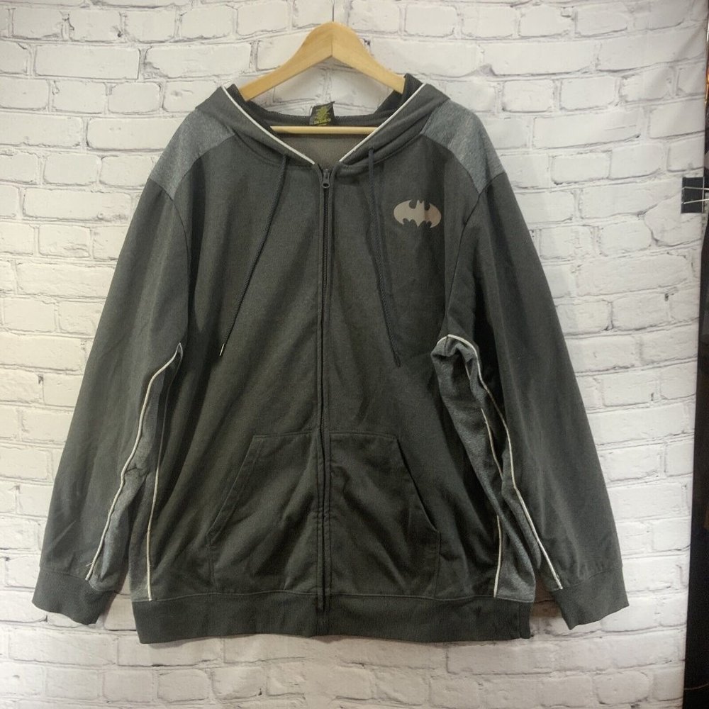 Batman Sweatshirt Mens‎ Sz 2XL Black Gray Full Zip